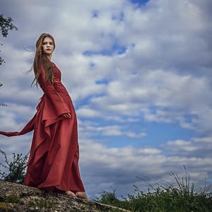 Red priestess medieval dress, Melisandre cosplay Game of Thrones, halloween costume witch, handfasting dress, alternative wedding gown image 5