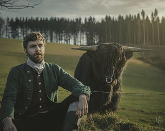 Rokoko Gehrock ab 1750, Gehrock spätes Rokoko, Jamie Fraser Cosplay Outlander, Reenactment Kleidung für Adlige und Bürgerliche, nach Maß