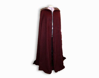 Long Medieval Cape with hood made to measure, hooded ren faire cloak, Druid robe or shaman clothing, wiccan attire, regencycore clothes