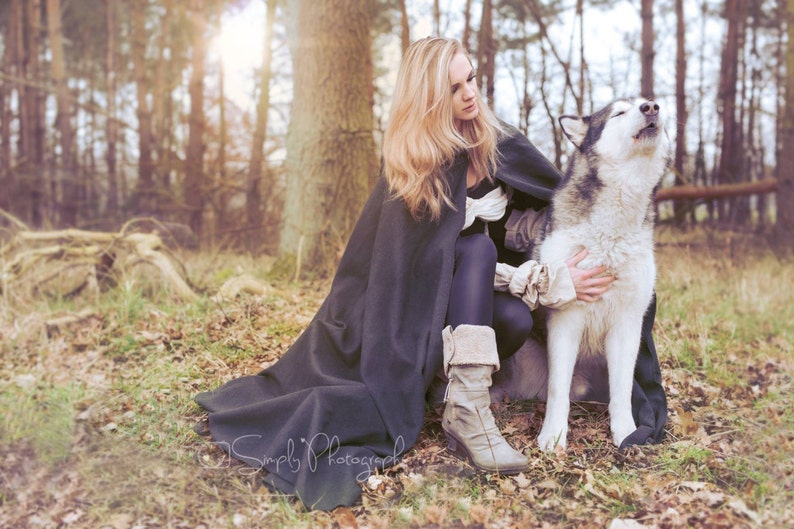 Viking cloak, viking cape with hood, celtic cloak, bridal cape, medieval cloak, wedding cloak, medieval cape, renaissance cloak, cosplay image 1