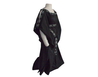 Pagan Witch Goddess Dress, Wicca Ritual Robe with Pentagram trim custom made