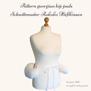 18世紀のジョージ王朝時代の衣装用のヒップパッドのパターン、ポケットフープやパニエの小さな代替品、パターンPDF付きのDIY手順