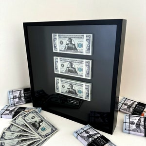 Geldrahmenkunst – Schwebende 3D-Dollarstapel, inspiriert von den Gaunern der Wall Street, stilvolles Dekor für finanziellen Erfolg im Büro und Zuhause