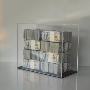 Estratto conto in dollari: scatola in acrilico – Decorazione artistica con denaro, espositore per pile di contanti, scultura moderna per ufficio, regalo motivazionale per il successo