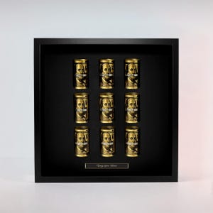 Golden Franklin Grid – 3D Luxus-Geldkunst, elegante Schattenbox, einzigartiges Gelddekor