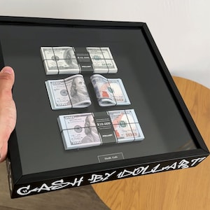 Coffret cadeau de luxe en forme de dollar – Cadre 3D en argent liquide pour homme, décoration de bureau, art de motivation pour entrepreneur