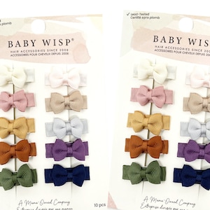 Baby Wisp® 20 Tiny Baby Toddler Bows, Girl Bow Clips, Baby Hair Clip Bows, Snap Clip, Toddler Mini Clips, Baby Girl PIGTAIL BOW, Shower Gift