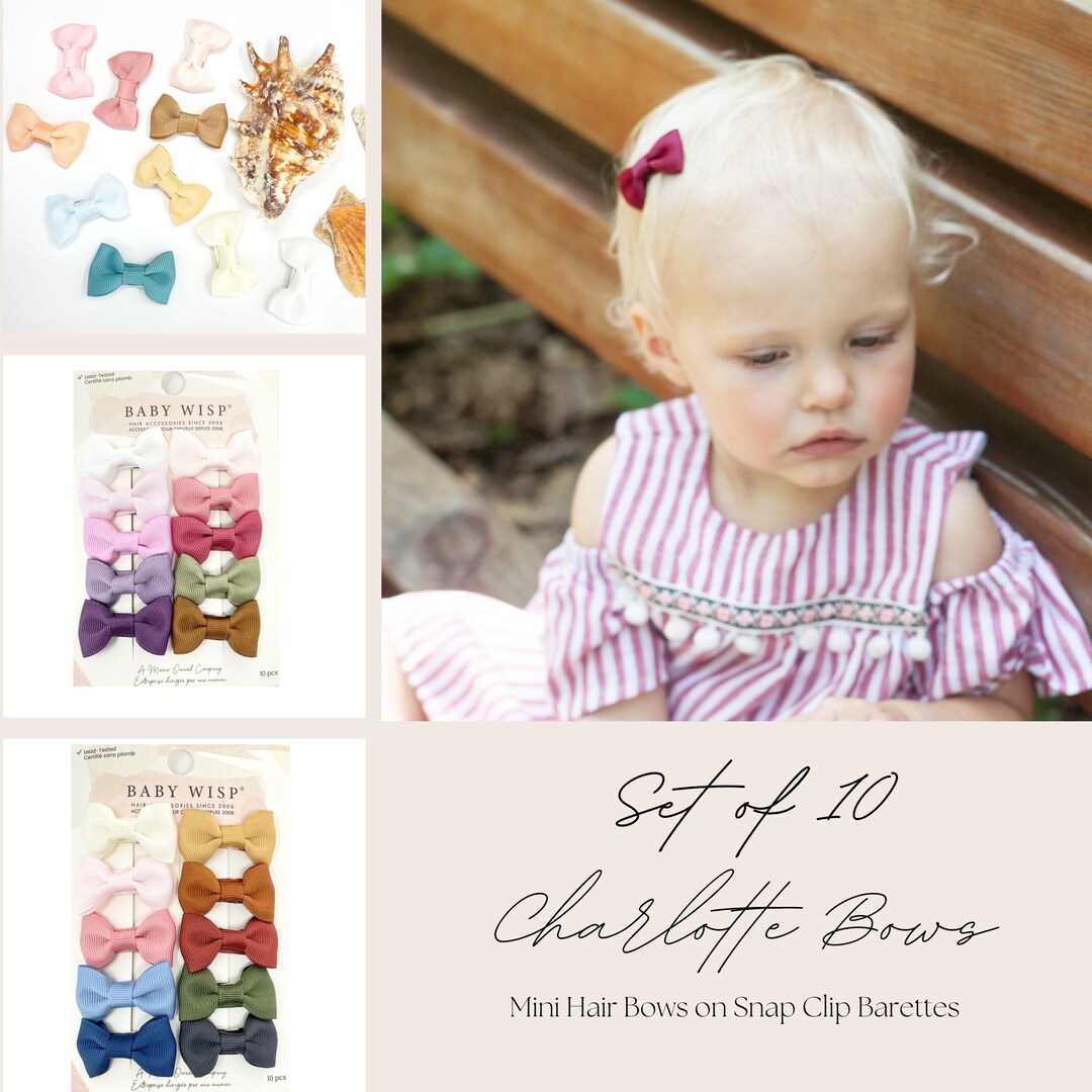 Baby Wisp®, 10 Toddler Bows, Baby Hair Clips, Toddler Girl, Snap Clips