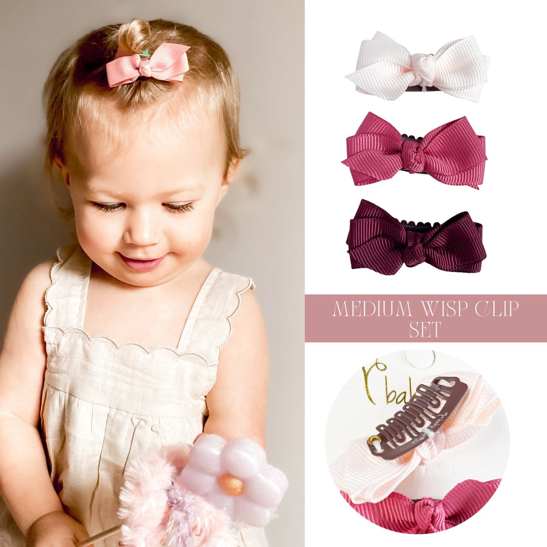 Baby Wisp® 3 Baby Toddler Hair Clip, Baby Hair Bows, Wisp Clip, Boutique Bow, Fine Hair Clip