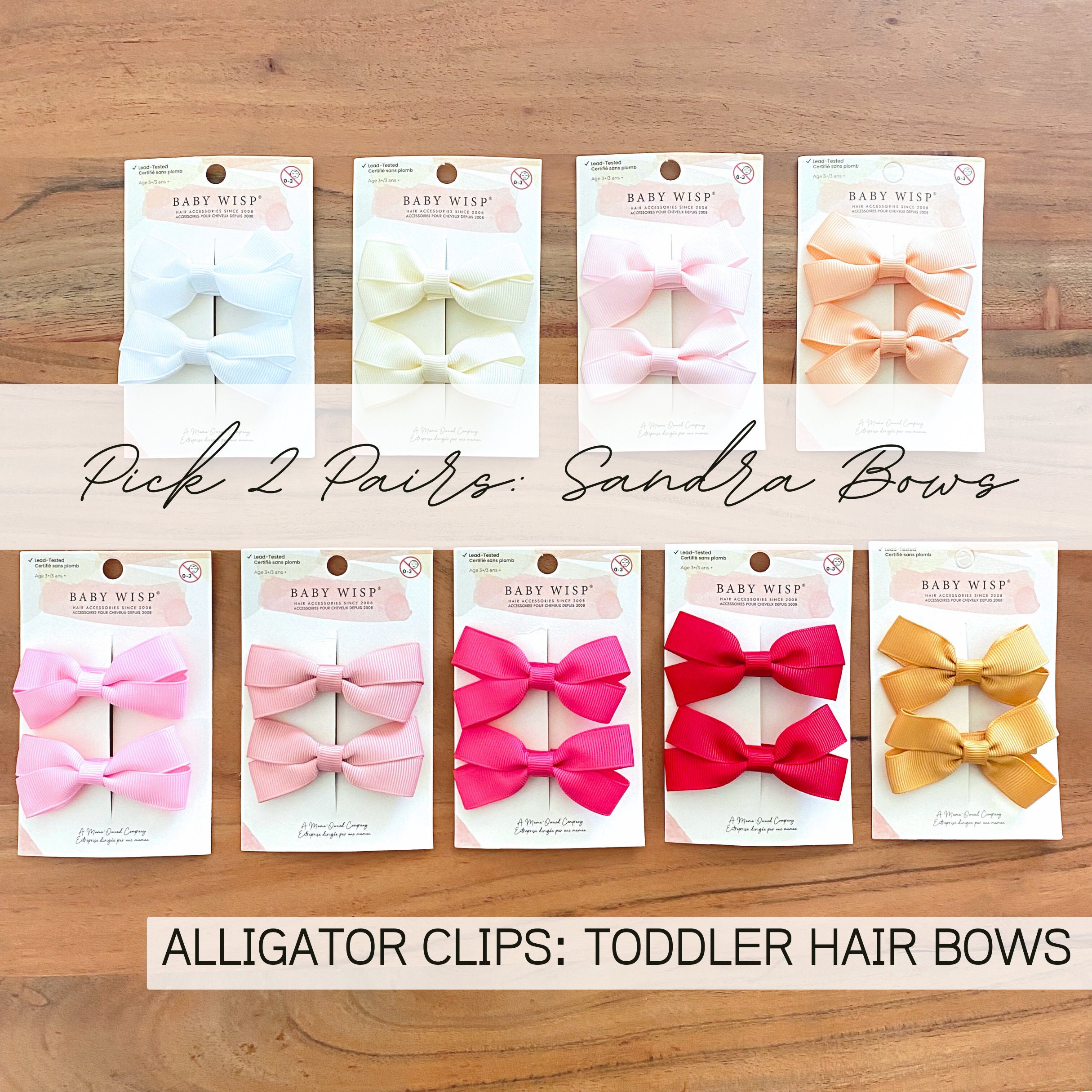 Baby Wisp® 10 Tiny Baby Toddler Bows, Girl Bow Clips, Baby Hair
