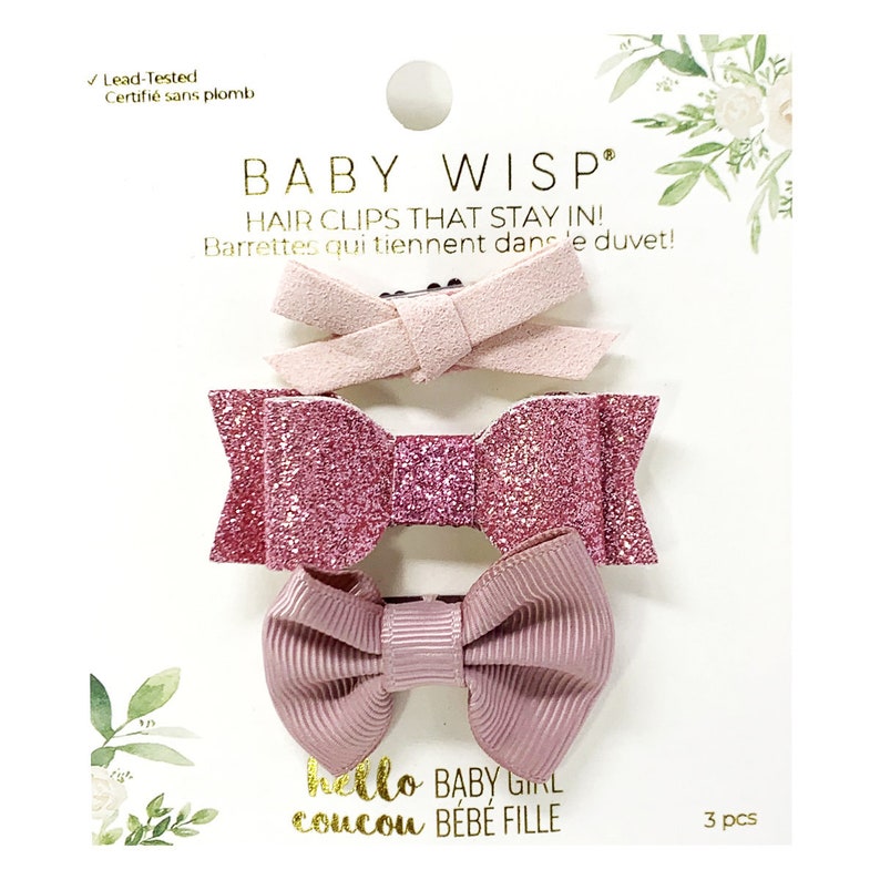Baby Wisp® 3 Baby Hair Clips Baby Bow Clips Infant Hair Etsy