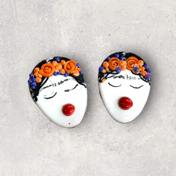 Art Glass Enamel for jewelry design, Earring Pair, Bea Stoertz, Components, emaillierte Ohrhänger für Schmuckdesign, 25x20mm