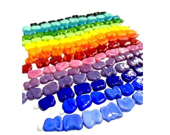 Handmade Colorful Glass Bead Strands – Unique, Organic Shapes, 10-12mm, 10 Beads per Strand – Perfect for Creative Jewelry Making