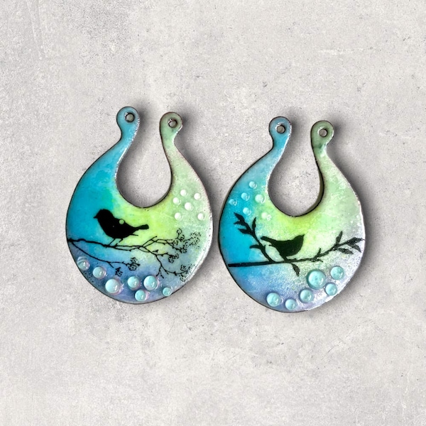 Art Glass Enamel for jewelry design, Earring Pair, Bea Stoertz, Components, emaillierte Ohrhänger für Schmuckdesign