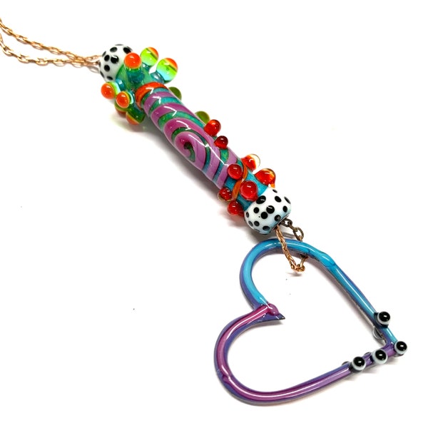 Art Glass on Copper Tube Necklace - Enamel Necklace - BeaStoertz - Bea Stoertz