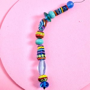 11 Handmade Murano Glass Beads in Blue, Turquoise & Violet