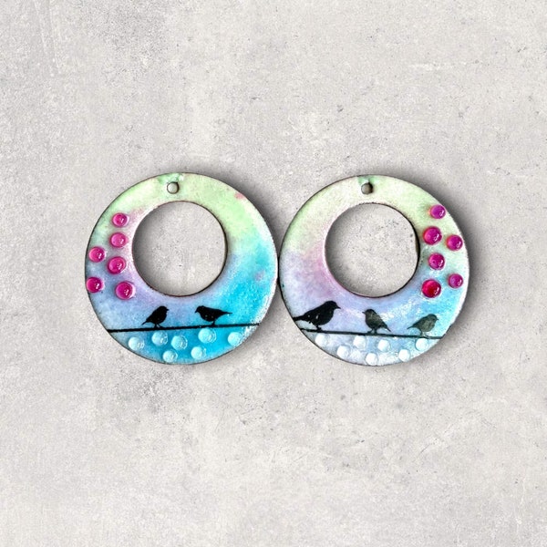 Art Glass Enamel for jewelry design, Earring Pair, Bea Stoertz, Components, emaillierte Ohrhänger für Schmuckdesign