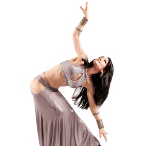 Bellydance Top, A, B, C or D Cup, Light Gray , Contortion, Dance, Costume, Halter, Tribal, Fusion, Bra, Dark Boutique image 1