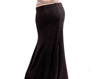 LAST Skirt, Mermaid, Black Glitter, Dark Fusion Boutique, Tribal Fusion Bellydance, Victorian, Romantic Gothic