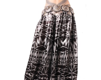 Pantaloons, YOUR SIZE, Silver and Black Sequins, Wide Leg Pants, Bloomers, Pantaloons, Tribal, Bellydance, Cabaret, Fusion