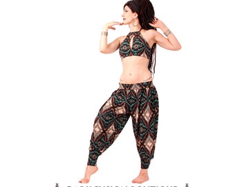 Pantaloons, YOUR SIZE, Black and Gunmetal Gray, Bloomers, Tribal, Bellydance, Indian Inspired, Cabaret, Dark Fusion Boutique