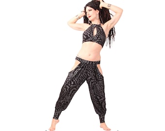 Pantaloons, YOUR SIZE, Black and Silver, Bloomers, Tribal, Bellydance, Indian Inspired, Cabaret, Dark Fusion Boutique