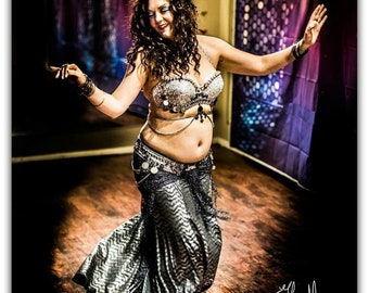 Skirt, LAST ONE, Gunmetal Gray, Mermaid, Stretchy, Tribal, Fusion Bellydance, Cabaret, Goth, Cocktail, Boutique