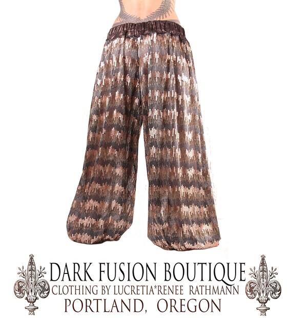 Silver and Matte Gold Sequins Wide Leg 