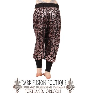 Pantaloons, YOUR SIZE, Hip Cut-Outs, Rose Gold Glitter on Black, Tribal, Bellydance, Indian Inspired, Hip Hop, Dark Fusion Boutique image 4