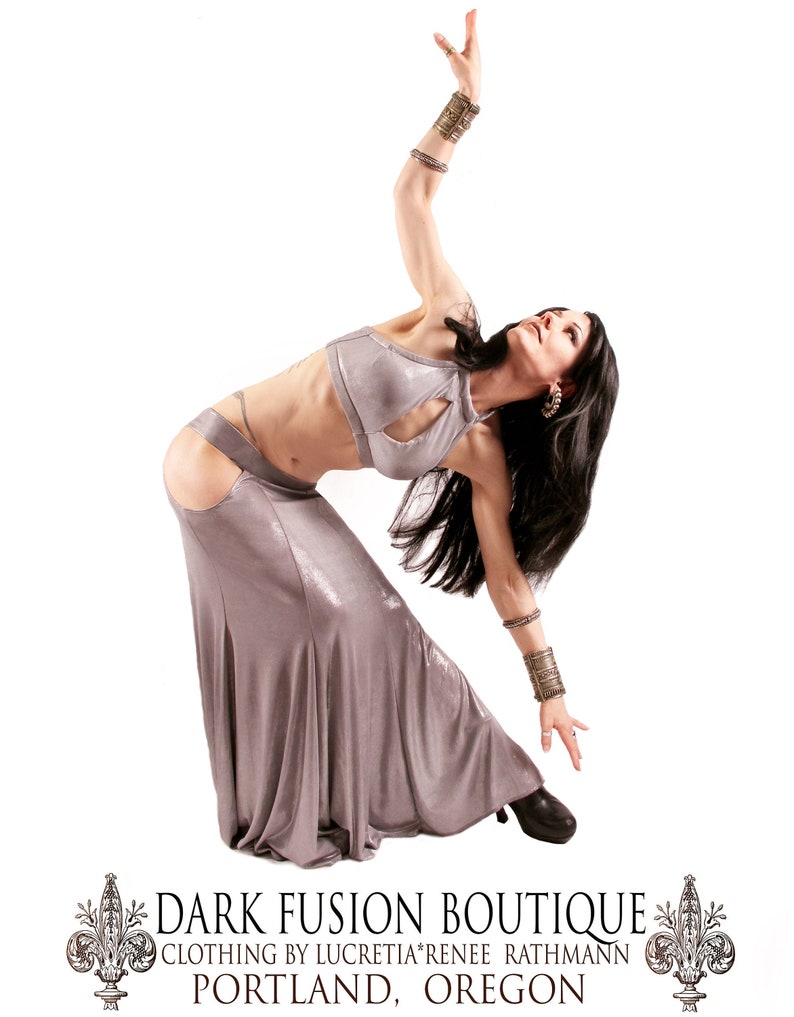 Bellydance Top, A, B, C or D Cup, Light Gray , Contortion, Dance, Costume, Halter, Tribal, Fusion, Bra, Dark Boutique image 1