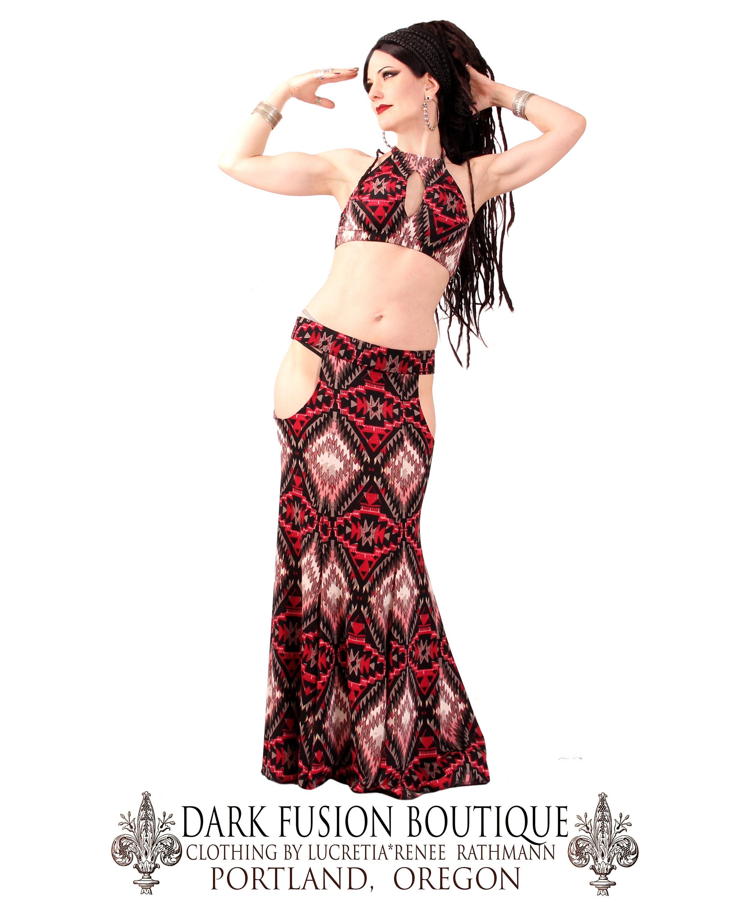 Bellydance Top, A, B, C, D or DD Cup, Black and Red , Contortion