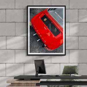 Vintage Red Porsche 911 Rear View Art Print (Digital Download)