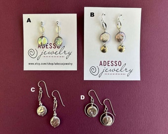 silvery freshwater coin pearl earrings with sterling earwires