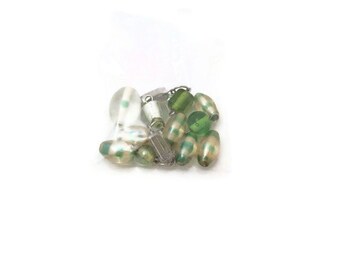 Green mint foiled lampwork beads destash