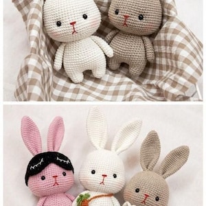 20 cm Handgefertigtes Häschen Set - Süße Amigurumi Häschen, weiche Plüsch Puppen, Geschenk für Kinder, Oster Dekor, handgemachtes Häschen Stofftier