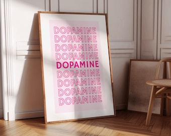 Dopamine Decor, Pink Wall Art, Dopamine Print, Preppy Room Decor, Trendy Art Prints, Hot Pink Decor, Funky Wall Art, Maximalist Poster Pink