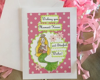 Mermaid  Collage Birthday Card