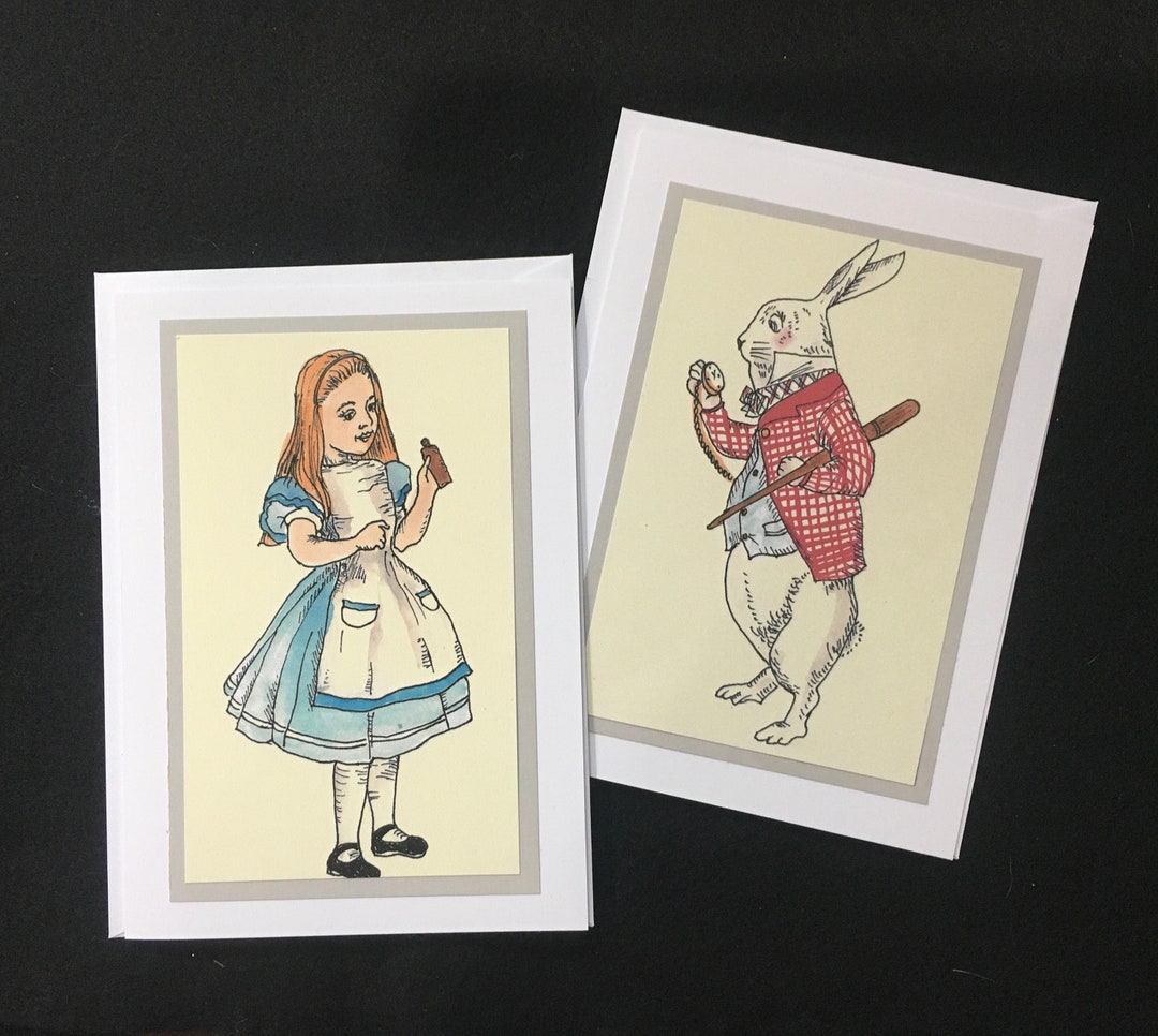 Alice in Wonderland and the White Rabbit Framable Cards - Etsy