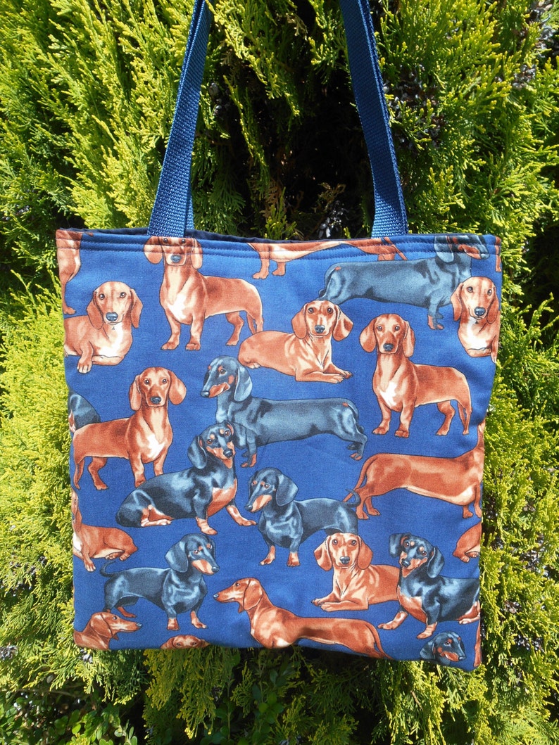 Dashund tote bag Dachshund Doxie Wiener Dog Gift Lunch Book Bag Handmade Purse