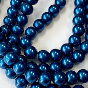 Beads, Deep Blue Pearl Beads 8 mm, Imitation Pearl Glass Beads, Supplies for Jewelry Making, Jewelry Accessories