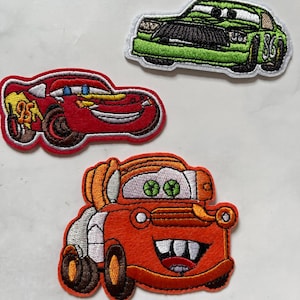 Autocartoonpatch, CarPatch 3 stuks, geborduurde autopatch voor appliqué, doe-het-zelfaccessoires of knutselen, patch, opstrijkbare patch, doe-het-zelftasjeans
