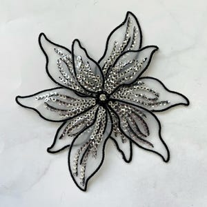 3D Beaded Flower Applique: Glittering Sequin Patch, DIY Craft Accessory