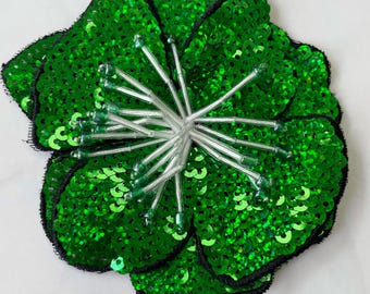 Sequined Flower 3D Patch 1pc, Sew on Applique, DIY Hair Accessory or Crafts