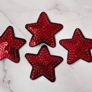 Sequin Stars 5pcs, Star Patch for Applique, DIY Hair Accessory or Crafts,Patch, Red Sequin Star Patch, Iron on Patch, Trendy Patch,DIY Bag