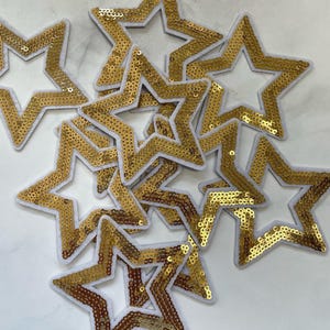 Sequin Stars 5pcs, Star Patch for Applique, DIY Hair Accessory or Crafts,Patch, Gold Sequin Star Patch, Iron on Patch, trendy patch, DIY Bag
