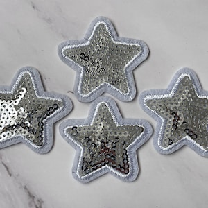 Sequin Stars 5pcs, Star Patch for Applique, DIY Hair Accessory or Crafts,Patch,Silver Sequin Star Patch, Iron on Patch, Trendy Patch,DIY Bag
