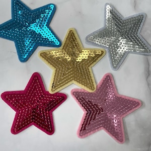 Sequin Star Iron On Patch 5pcs, Applique, DIY Craft Supplies