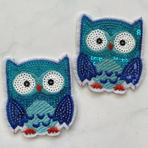 Uil-patch 3 stuks, paillettenpatch voor appliqué, doe-het-zelfaccessoire, patch, cartoon pailletten dierenpatch, opstrijkbare patch, trendy patch, doe-het-zelftas