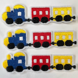Cartoon treinpatch 3 stuks, transportstickers voor appliqué, doe-het-zelfaccessoire of knutselen, patch, opstrijkpatch, badge doe-het-zelf tas jassen