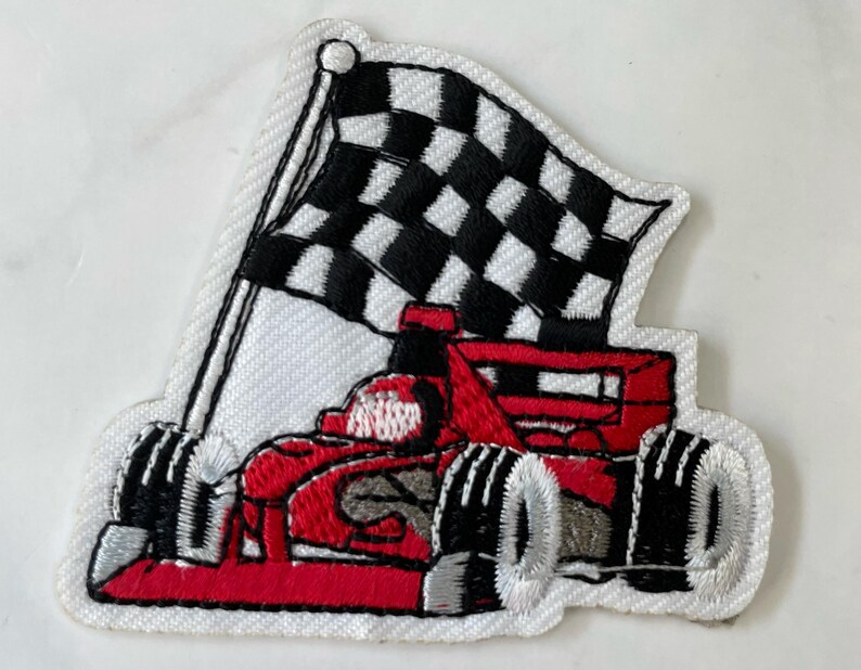 Mod Style Racing Patches Embroidered Race Car Patch: Checkered Flag Iron-on Applique - Etsy